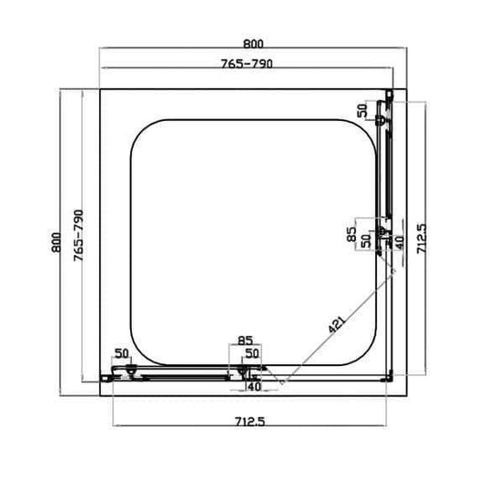 Oceana Crystal 800mm Corner Entry Door (6mm Glass) - Chrome - Envy Bathrooms Ltd