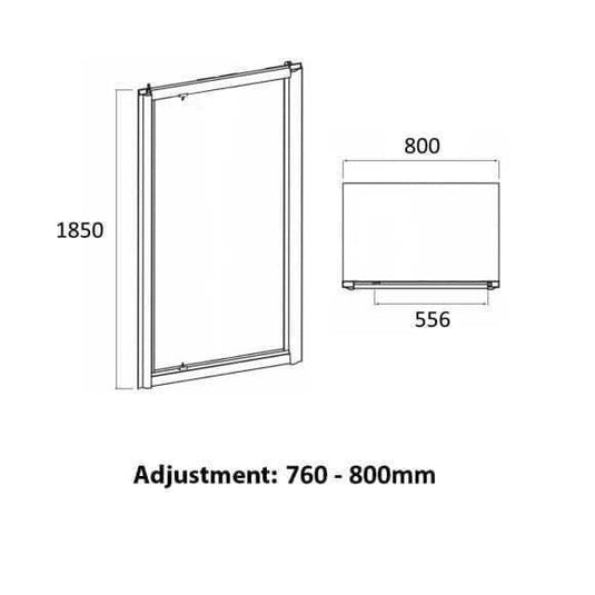 Oceana Crystal 800mm Pivot Door (6mm Glass) - Matt Black - Envy Bathrooms Ltd