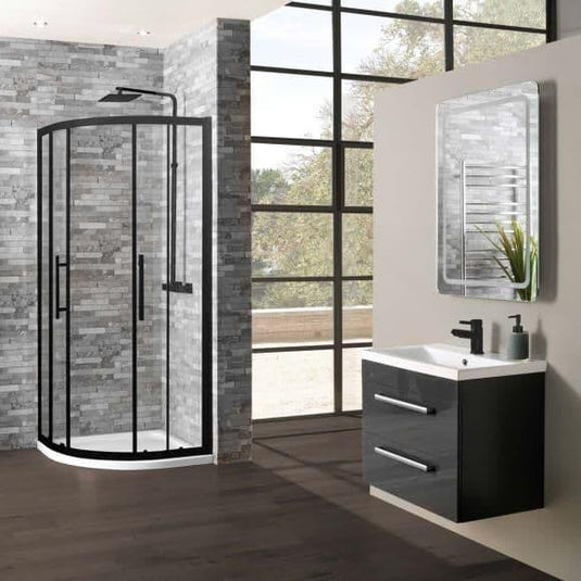 Oceana Crystal 900 6mm Quadrant Enclosure - Matt Black - Envy Bathrooms Ltd