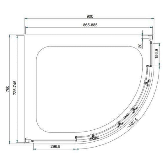 Oceana Crystal 900 x 760mm Offset Quadrant Enclosure (6mm Glass) - Envy Bathrooms Ltd