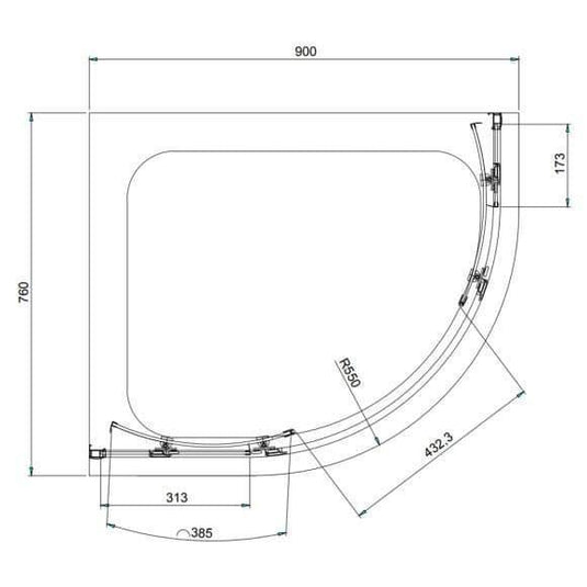 Oceana Crystal 900 x 760mm Offset Quadrant Enclosure (6mm Glass) - Envy Bathrooms Ltd
