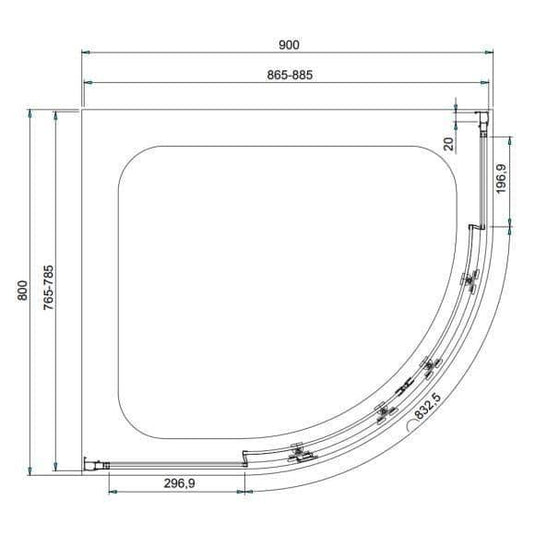 Oceana Crystal 900 x 800mm Offset Quadrant Enclosure (6mm Glass) - Envy Bathrooms Ltd