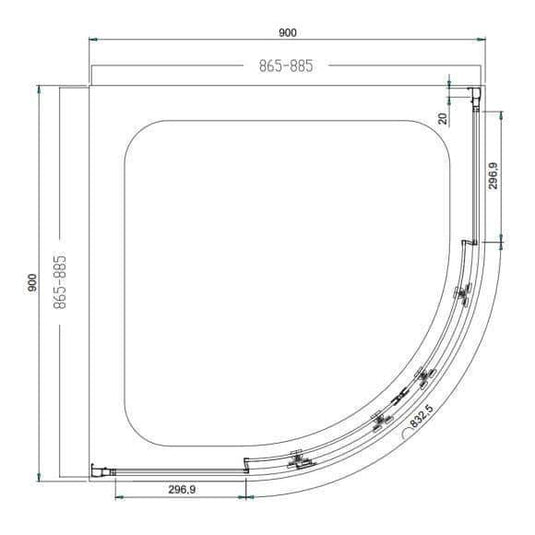 Oceana Crystal 900 x 900mm Quadrant Enclosure (6mm Glass) - Chrome - Envy Bathrooms Ltd