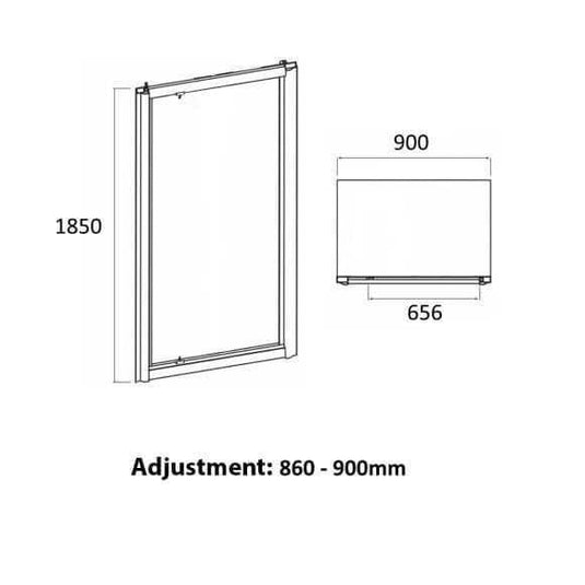 Oceana Crystal 900mm Pivot Door (6mm Glass) - Matt Black - Envy Bathrooms Ltd