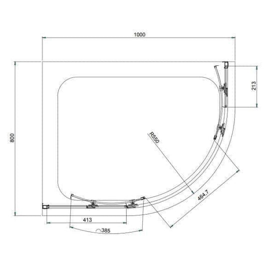 Oceana Crystal6 1000 x 800mm Offset Quadrant Enclosure - Matt Black - Envy Bathrooms Ltd