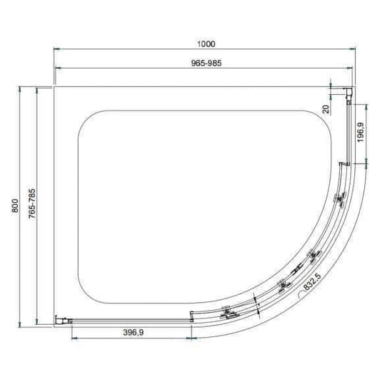 Oceana Crystal6 1000 x 800mm Offset Quadrant Enclosure - Matt Black - Envy Bathrooms Ltd