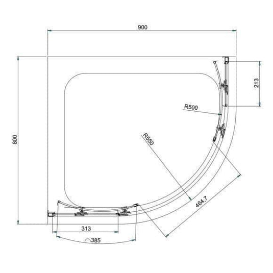 Oceana Crystal6 900 x 760mm Offset Quadrant Enclosure - Matt Black - Envy Bathrooms Ltd