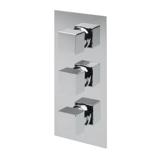 Oceana Cube Square Triple Concealed Shower Valve Chrome - Envy Bathrooms Ltd