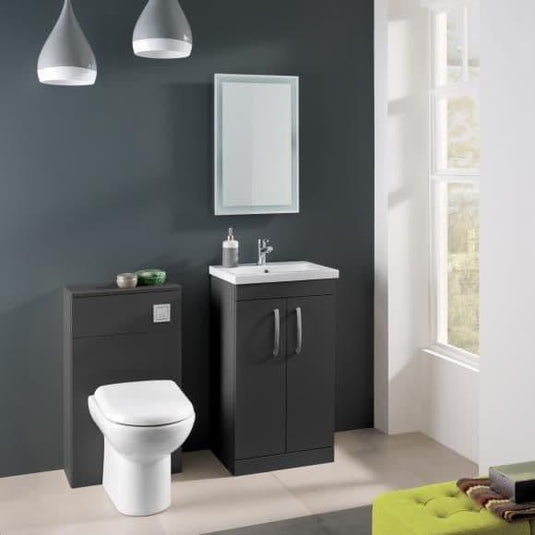 Oceana Eden 500mm Back to Wall WC Toilet Unit Gloss - Gloss Grey - Envy Bathrooms Ltd
