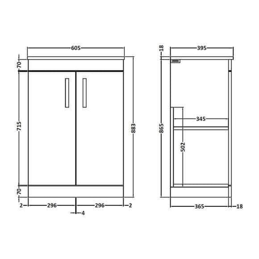 Oceana Eden 600mm Floorstanding Vanity Unit & Basin in Gloss White - Envy Bathrooms Ltd