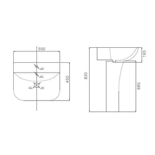 Oceana Lydford Basin & Pedestal - Envy Bathrooms Ltd
