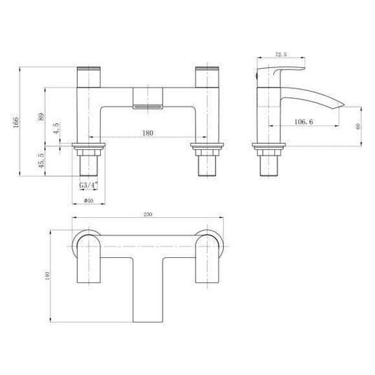 Oceana Medway Bath Filler Tap - Chrome - Envy Bathrooms Ltd