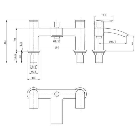 Oceana Medway Bath Shower Mixer Tap - Chrome - Envy Bathrooms Ltd