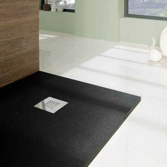 Oceana Nordic Slate 1600 x 900mm Rectangular Shower Tray - Black - Envy Bathrooms Ltd
