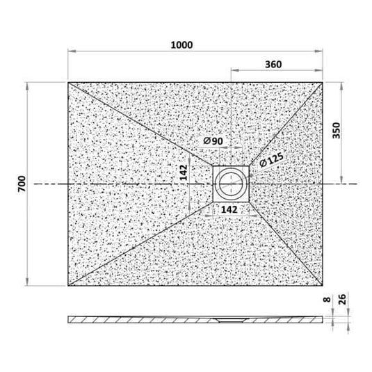 Oceana Nordic Slate 1600 x 900mm Rectangular Shower Tray - Black - Envy Bathrooms Ltd