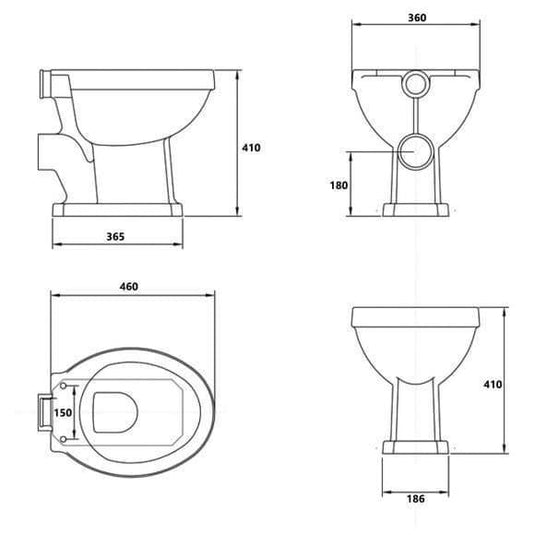 Oceana Oxford High Level Closed Back Pan & Cistern Inc Soft Close Seat - Envy Bathrooms Ltd