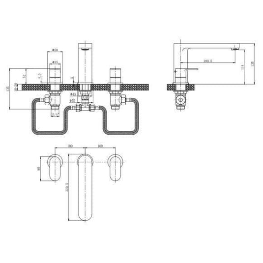 Oceana Prestige 3 Hole Bath Filler Tap - Chrome - Envy Bathrooms Ltd