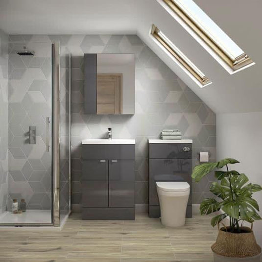 Oceana Rio 600mm Floorstanding Vanity Unit & Basin in Grey Gloss - Envy Bathrooms Ltd