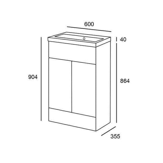 Oceana Rio 600mm Floorstanding Vanity Unit & Basin in Grey Gloss - Envy Bathrooms Ltd