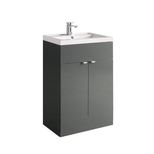 Oceana Rio 600mm Floorstanding Vanity Unit & Basin in Grey Gloss - Envy Bathrooms Ltd