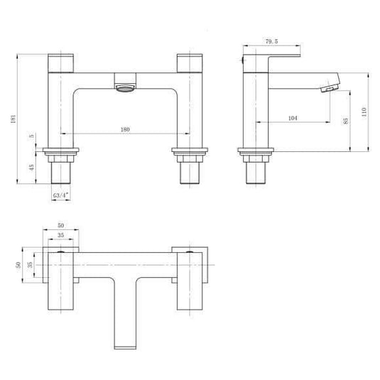 Oceana Tyne Bath Filler Tap - Chrome - Envy Bathrooms Ltd