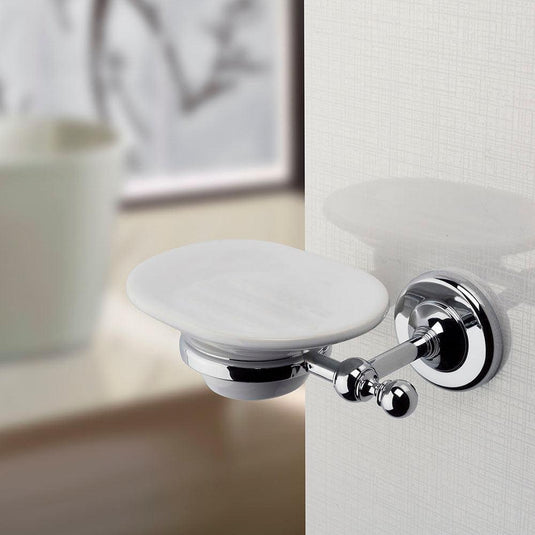 Origins Albany Soap Dish - Chrome/White - Envy Bathrooms Ltd