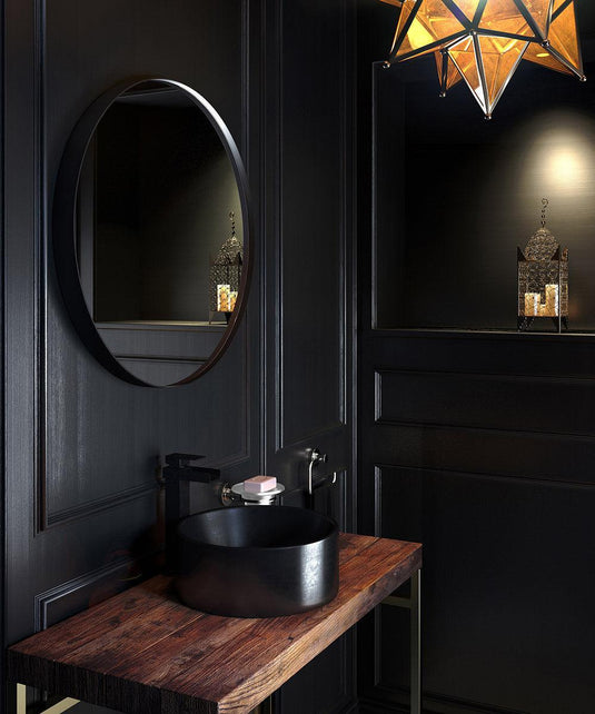 Origins City Round Mirror 60cm - Black - Envy Bathrooms Ltd