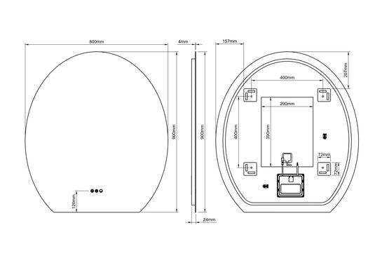 Origins Claris 800 Oval Cut Mirror - No Frame - CLR-01V089-03 - Envy Bathrooms Ltd