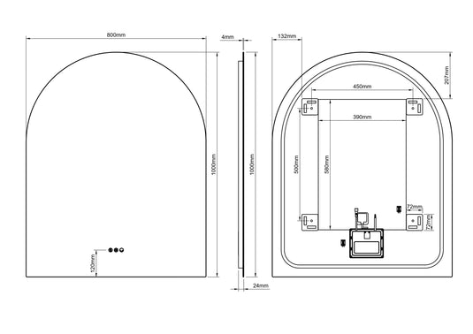 Origins Claris 800mm Arch Mirror - No Frame - CLR-01R810-03 - Envy Bathrooms Ltd