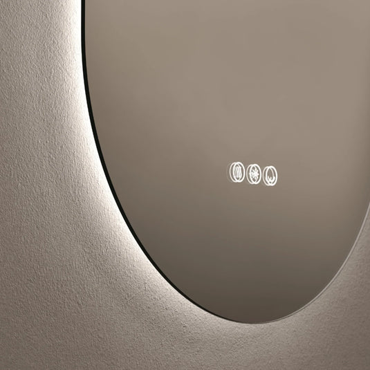 Modern capsule LED bathroom mirror with touch controls and backlit illumination
