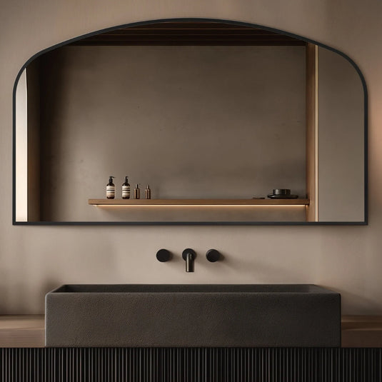 Origins Delphine 1200mm Overmantel Arch Mirror - Black - DEL-00R127-BK - Envy Bathrooms Ltd