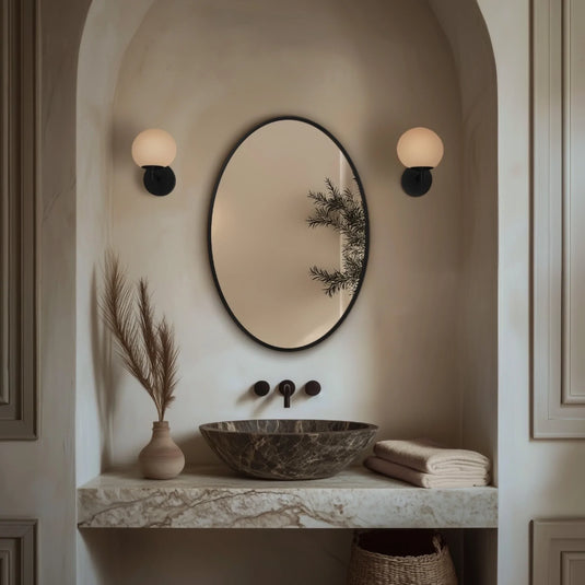 Origins Delphine 550mm Oval Mirror - Black - DEL-00V558-BK - Envy Bathrooms Ltd