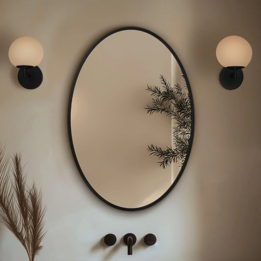 Origins Delphine 550mm Oval Mirror - Black - DEL-00V558-BK - Envy Bathrooms Ltd