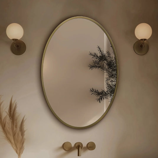 Origins Delphine 550mm Oval Mirror - Brushed Brass - DEL-00V558-BB - Envy Bathrooms Ltd