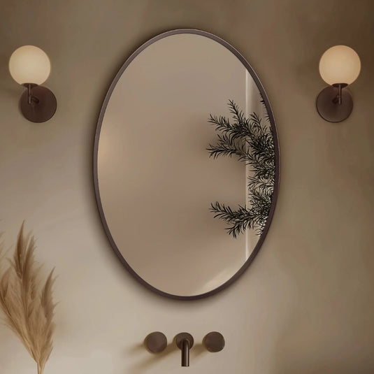 Origins Delphine 550mm Oval Mirror - Brushed Bronze - DEL-00V558-BZ - Envy Bathrooms Ltd