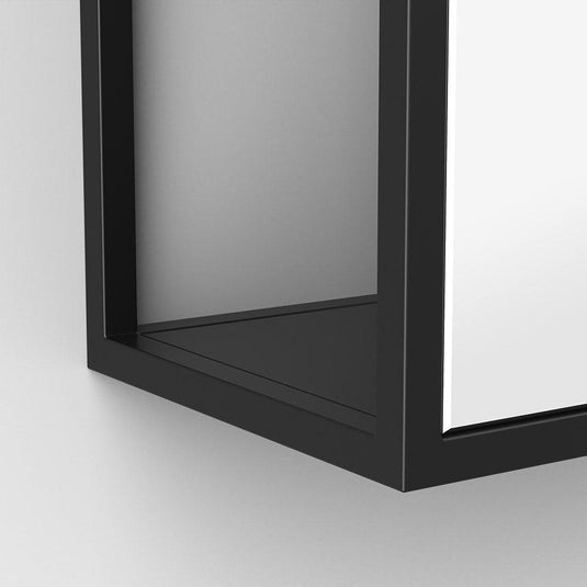 Origins Dockside Mirror With Open Shelving 140 - Black - Envy Bathrooms Ltd