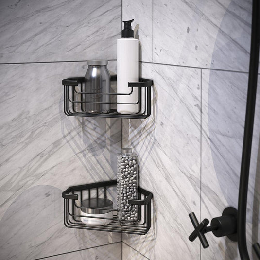 Origins Gedy Deep Corner Basket - Black - Envy Bathrooms Ltd