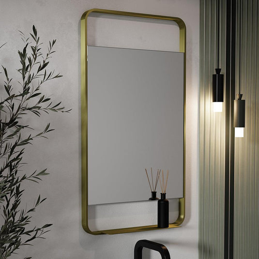 Origins Ludgate Mirror with Shelf 55 - Brushed Brass - Envy Bathrooms Ltd