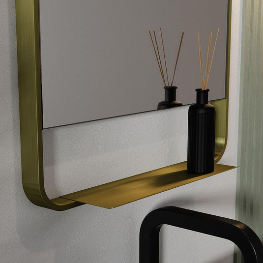 Origins Ludgate Mirror with Shelf 55 - Brushed Brass - Envy Bathrooms Ltd