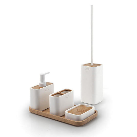 Origins Ninfea Soap Dispenser - White/Bamboo - Envy Bathrooms Ltd