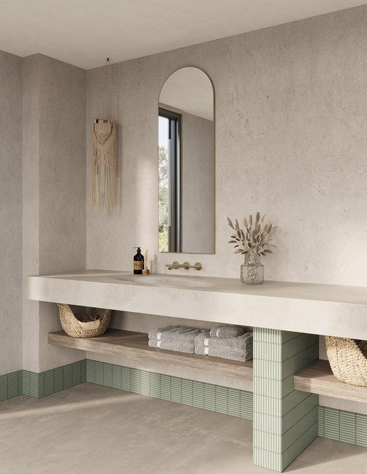 Origins Oslo 50 x 140cm Arch Mirror - Brushed Brass - Envy Bathrooms Ltd
