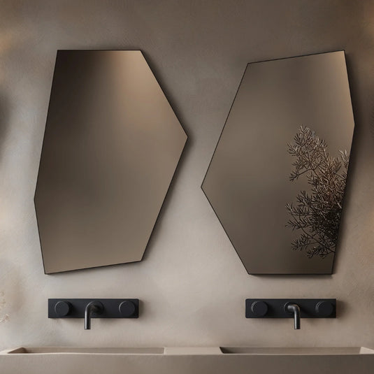 Origins Oslo 550mm Irregular Hexagon Mirror - Black - OSL-00H558-BK - Envy Bathrooms Ltd
