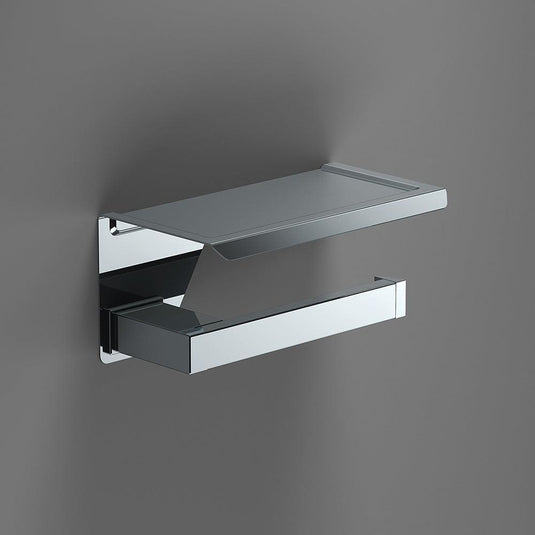 Origins S Cube Toilet Roll Holder with Shelf - Chrome - Envy Bathrooms Ltd