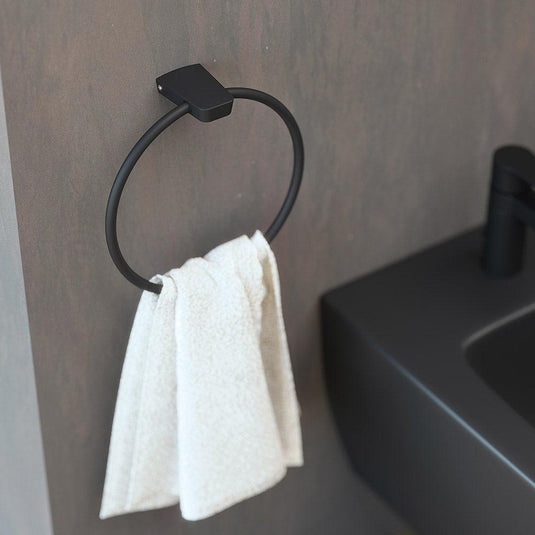 Origins S6 Black Towel Ring - Black - Envy Bathrooms Ltd