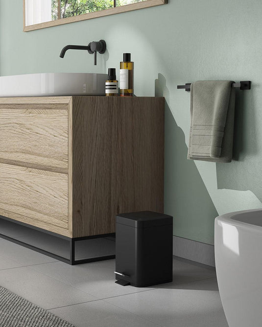 Origins Square Pedal Bin 5L Soft Close - Black - Envy Bathrooms Ltd
