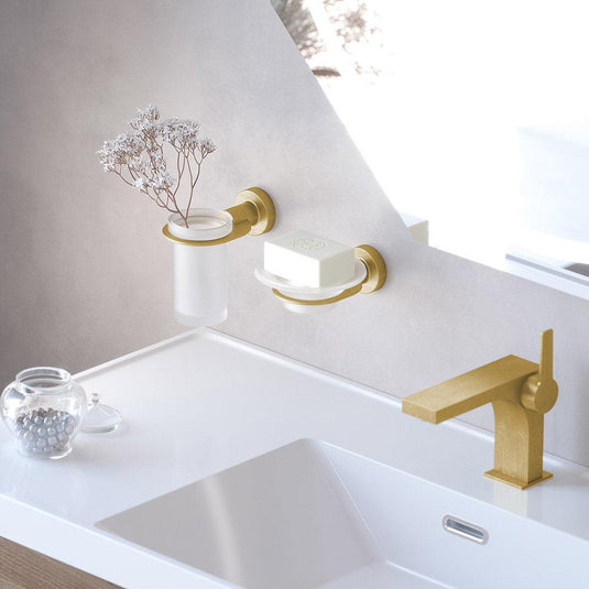 Origins Tecno Project Glass Soap Dish - Brushed Brass - Envy Bathrooms Ltd