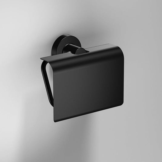 Origins Tecno Project Toilet Roll Holder with Flap - Black - Envy Bathrooms Ltd