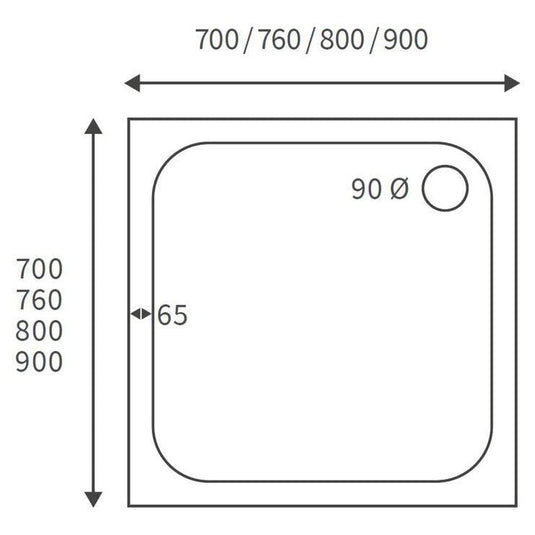 Poppy 45mm Low Profile 700x700mm Square Tray & Waste - RUBY106695 - Envy Bathrooms Ltd