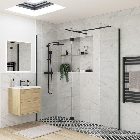 Poppy Apollo 760mm Wetroom Side Panel & Arm - Black - RUBY107548 - Envy Bathrooms Ltd