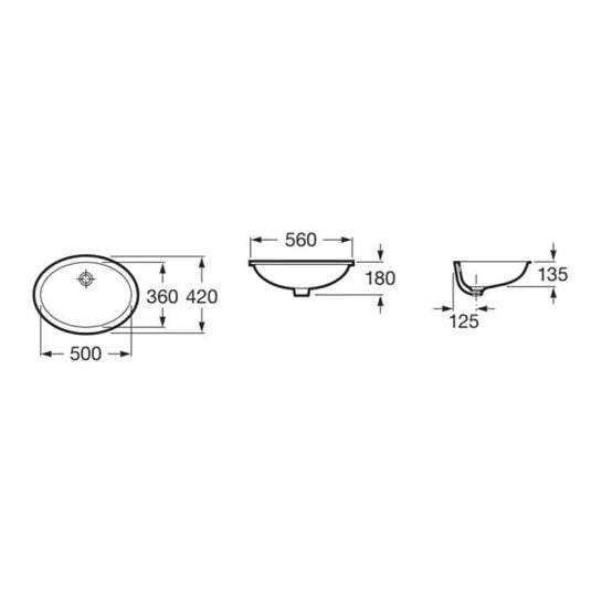 Roca Berna 560mm Under Counter Basin | A327871001